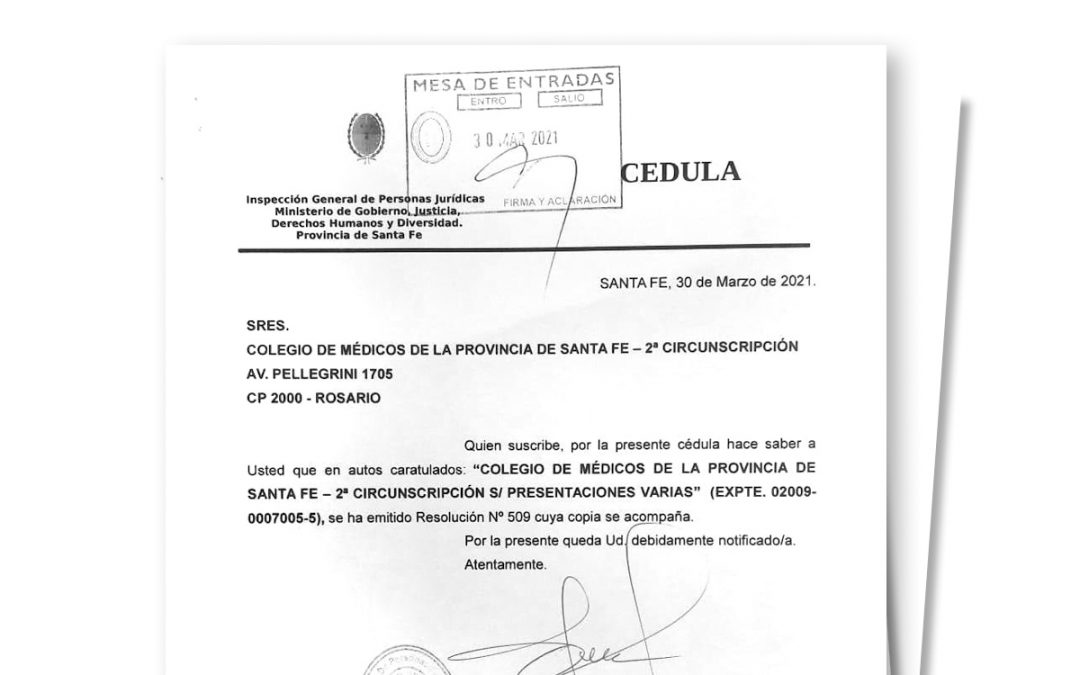 Resolución favorable para el Colegio de Médicos de la IGPJ